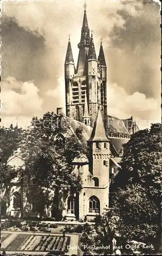 Delft Prinsenhof met Oude Kerk Kat. Delft