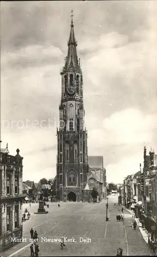 Delft Markt met Nieuwe Kerk Kat. Delft