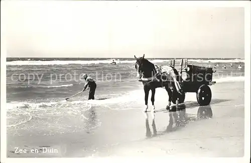 Katwijk Pferdewagen am Strand Kat. Katwijk