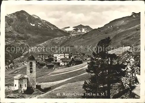 Cresta Avers Hotel und Kirchlein / Cresta Avers /Bz. Hinterrhein