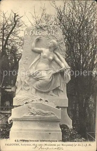 Paris Tombeau historique A. Falguiere par Marqueste Cimetiere Pere Lachaise Kat. Paris