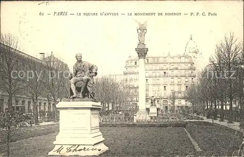 Paris Square d Anvers Monument de Diderot Statue Kat. Paris