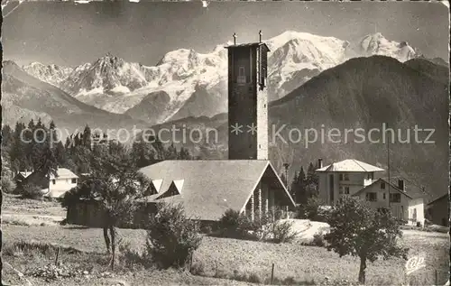 Assy Passy Haute Savoie Eglise Plateau vue sur le Mont Blanc Kat. Passy