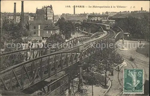 Paris Metropolitain a la Villette Stempel auf AK Kat. Paris