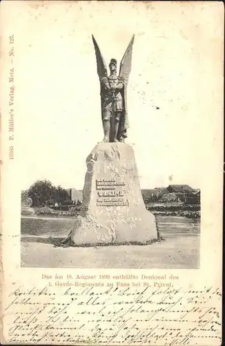 Saint Privat la Montagne Denkmal von 1899 1. Garde Regiment zu Fuss Kat. Saint Privat la Montagne