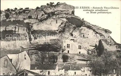 Les Eyzies de Tayac Sireuil Ruines du vieux Chateau Musee prehistorique Kat. Les Eyzies de Tayac Sireuil