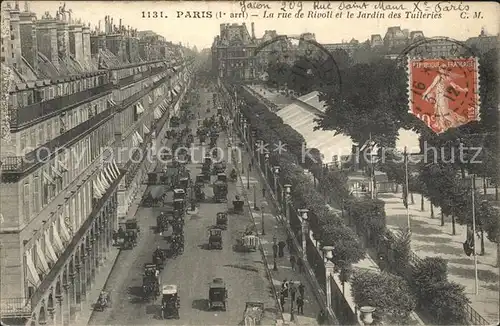 Paris Rue de Rivoli Jardin des Tuileries Stempel auf AK Kat. Paris