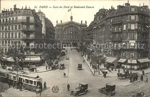 Paris Gare du Nord et Boulevard Denain Tram Kat. Paris