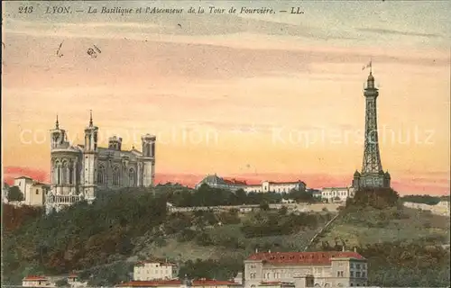 Lyon France Basilique et l Ascenseur de la Tour de Fourviere Kat. Lyon