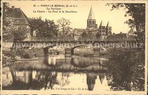 Paray le Monial Basilique Cloitre Pont et la Bourbince Kat. Paray le Monial