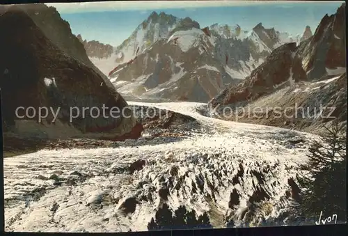 Chamonix Mer de Glace et Massif des Grandes Jorasses Eismeer Gletscher Kat. Chamonix Mont Blanc