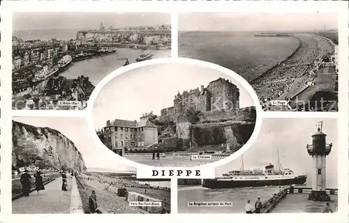 Dieppe Seine Maritime Avant Port Plage Chateau vers Bas Fort Blanc Steamer "Le Brigthon" Phare Kat. Dieppe