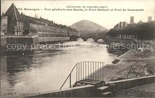 Besancon Doubs Vue generale des Quais Pont Battant et Fort de Rosemont Kat. Besancon