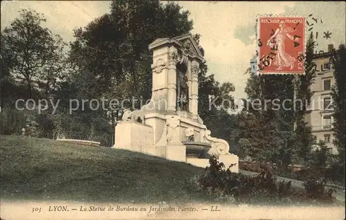 Lyon France Statue de Burdeau au Jardin des Plantes Stempel auf AK Kat. Lyon
