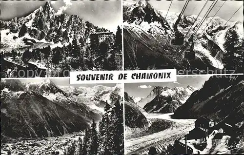 Chamonix Panorama Massif du Mont Blanc Mer de Glace Seilbahn Gletscher Kat. Chamonix Mont Blanc