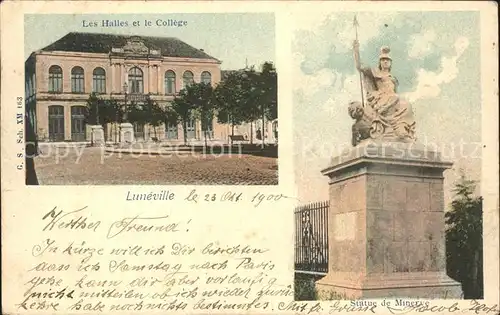 Luneville Les Halles et le College Statue de Minerve Kat. Luneville