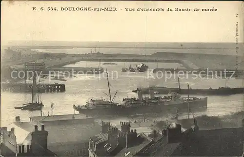 Boulogne sur Mer Vue d ensemble du Bassin du maree Bateau Kat. Boulogne sur Mer
