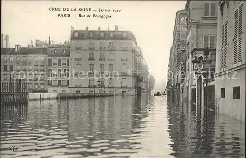 Paris Crue de la Seine Janvier 1910 Rue de Bourgogne Hochwasser Kat. Paris