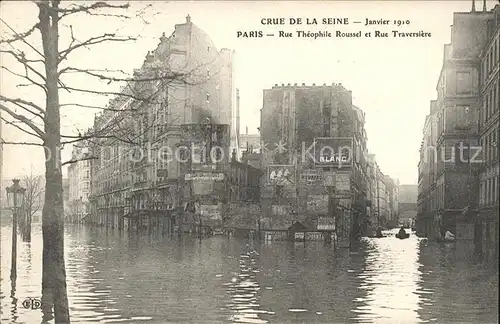 Paris Crue de la Seine Janvier 1910 Rue Theophile Roussel Rue Traversiere Hochwasser Kat. Paris
