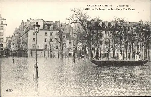 Paris Crue de la Seine Janvier 1910 Rue Fabert Esplanade des Invalides Hochwasser Kat. Paris
