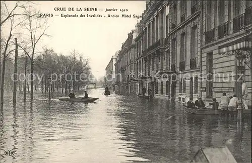 Paris Crue de la Seine Janvier 1910 Esplanade des Invalides Hochwasser Kat. Paris