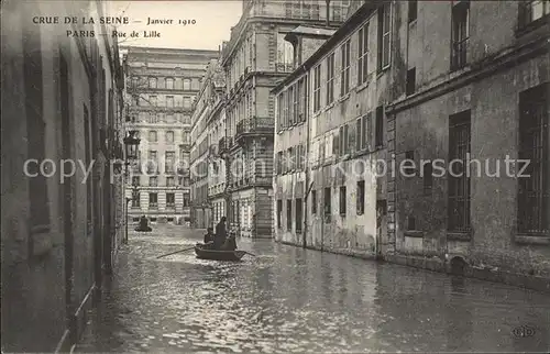 Paris Crue de la Seine Janvier 1910 Rue de Lille Hochwasser Kat. Paris
