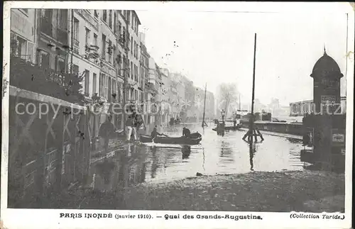 Paris Inonde Crue de la Seine Janvier 1910 Quai des Grands Augustins Hochwasser Kat. Paris