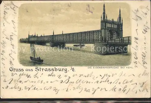 Strassburg Elsass Eisenbahnbruecke bei Kehl Rhein Kat. Strasbourg