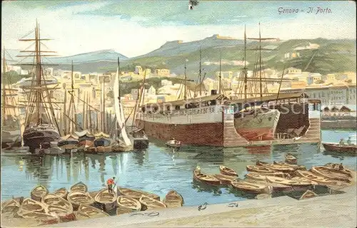 Genova Genua Liguria Porto velieri Segelschiffe Hafen  Kat. Genova