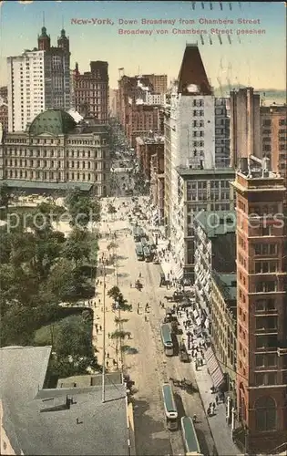 New York City Broadway view from Chambers Steet / New York /