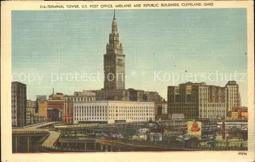 Cleveland Ohio Terminal Tower Post Office Midland and Republic Buildings Kat. Cleveland