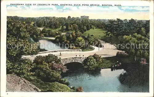 Boston Massachusetts Panorama view of Franklin Park Duck Pond Bridge Kat. Boston