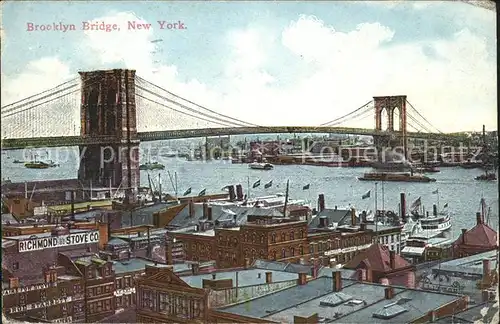 New York City Brooklyn Bridge East River / New York /