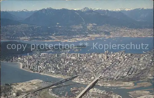 Vancouver British Columbia Centre Granville Burrard Bridges Mountains aerial view Kat. Vancouver