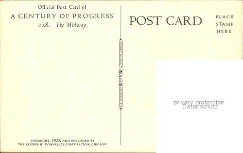 Chicago Illinois Official Card of Century of Progress World s Fair the Midway Kat. Chicago