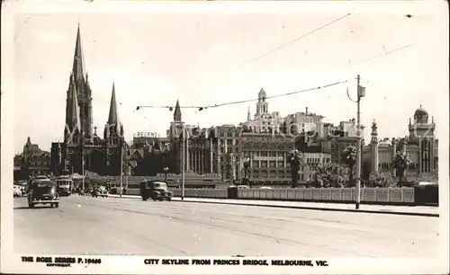 Melbourne Victoria City Skyline from Princes Bridge Church Kat. Melbourne