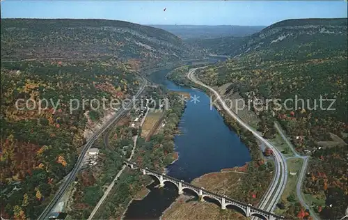 Delaware Water Gap Railroad Bridge Delaware River aerial view Kat. Delaware Water Gap