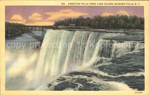 Niagara Falls New York American Falls from Luna Island Bridge Kat. Niagara Falls