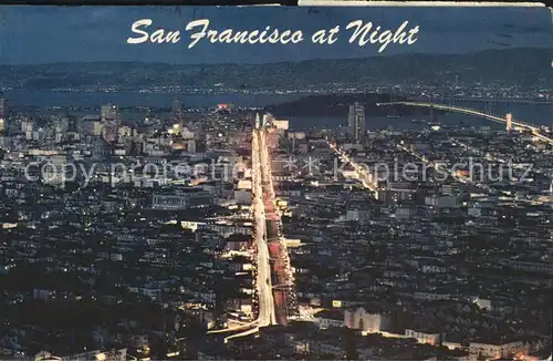 San Francisco California Panorama at night Bay Bridge Kat. San Francisco
