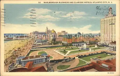 Atlantic City New Jersey Marlborough Blenheim and Claridge Hotels Kat. Atlantic City