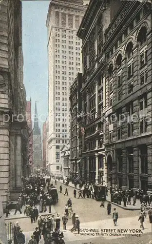 New York City Wall Street with Trinity Church / New York /