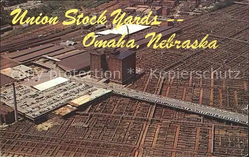 Omaha Nebraska Union Stock Yards Worlds Leading Cattle Market aerial view Kat. Omaha