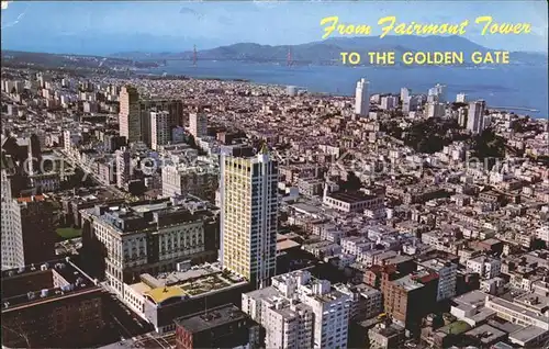 San Francisco California Panoramic vew from Fairmont Tower Golden Gate Bridge Kat. San Francisco