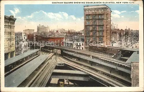 New York City Chatham Square Doubledeck Elevated Railroad / New York /