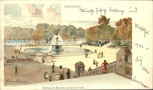 New York City Bethesda Fountain Central Park Illustration / New York /