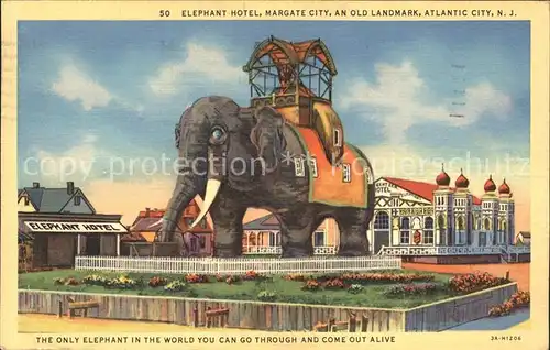Atlantic City New Jersey Elephant Hotel Margate City Kat. Atlantic City