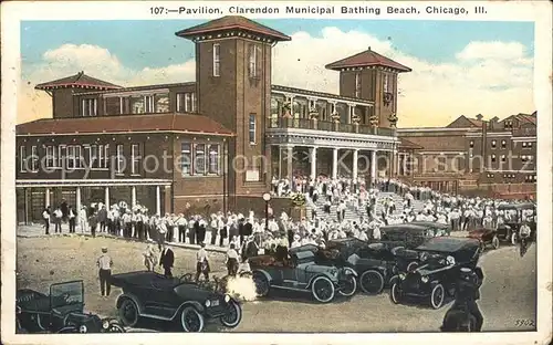 Chicago Illinois Pavilion Clarendon Municipal Bathing Beach Automobile Kat. Chicago