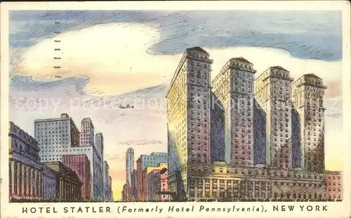New York City Hotel Statler formerly Hotel Pennsylvania Skyscraper Illustration / New York /