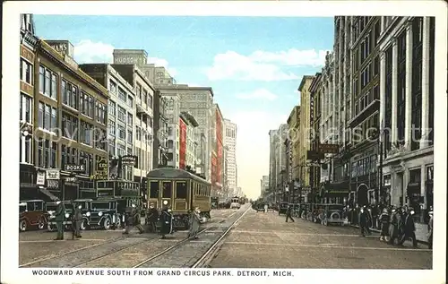 Detroit Michigan Woodward Avenue South from Grand Circus Park Tram Kat. Detroit