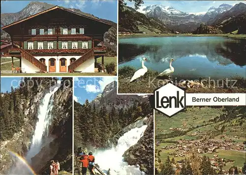 Lenk Simmental Gasthaus Schwanenteich Wasserfall Totalansicht Kat. Lenk Simmental